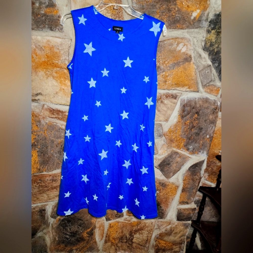 Links blue white star dress